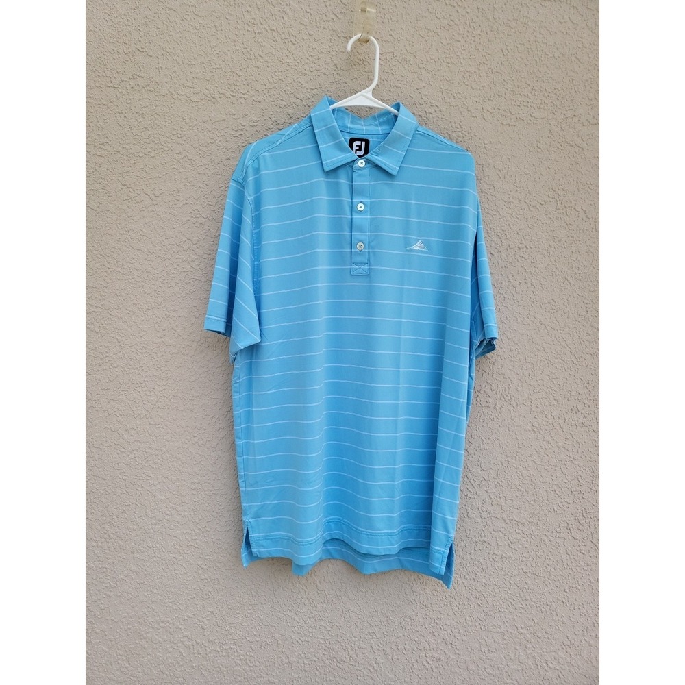 Footjoy FJ Men's Small Blue Stripe Golf Performance Stripped Polo Sz L